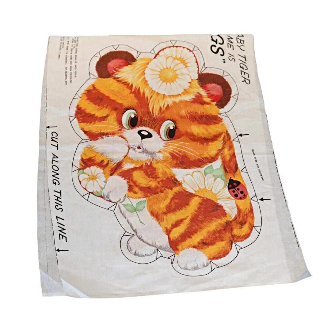 Vintage Rags the Baby Tiger Fabric Pillow Pattern Cut & Sew Fabric ...