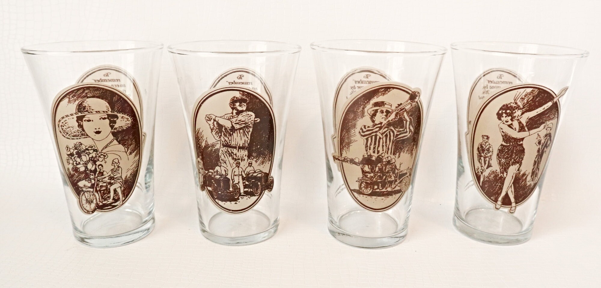 4 Vintage Mothers Pizza Parlour Promo Glasses Coke Cola Drinking