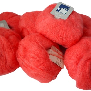 7 Balls of Phildar Cecilia Mohair Yarn Coral Discontinued Same Dye Lot 004