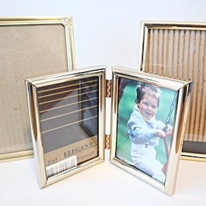 3 Picture Frames Gold Tone Vintage Photo Frames Various Sizes  Lot B