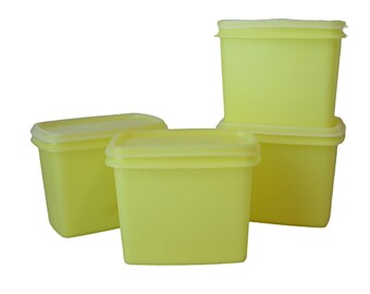 タッパーウェアー イエロー 保存容器4個セット キッチン ケース