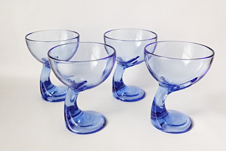 4 vintage Bormioli Rocco Jerba Dessert bowls Ice Coupe by Bormioli Rocco Blue Italy 1990s Barware image 1