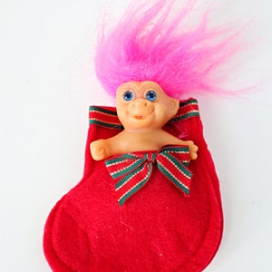 Vintage Christmas Troll Stocking Ornament