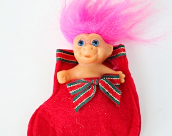 Vintage Christmas Troll Stocking Ornament