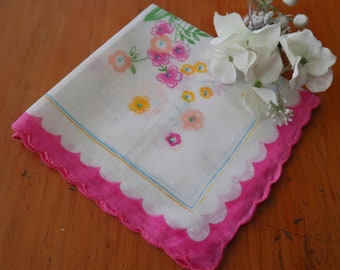 Handkerchief Hanky Hankie Vintage Hankys Hankies Handkerchief Hankerchief Pink & White Floral