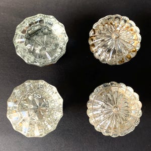 4 Vintage Glass Door Handle Door Knobs Glass Door Handles Fluted   Lot D