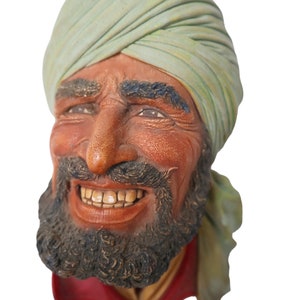 Vintage Bossons Head Punjabi Bossons Chalkware Head Made in England Hand Chalk Ware Wall Hanging