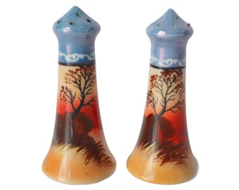 Vintage Salz & Pfeffer Lusterware Made In Japan handbemalte Bäume