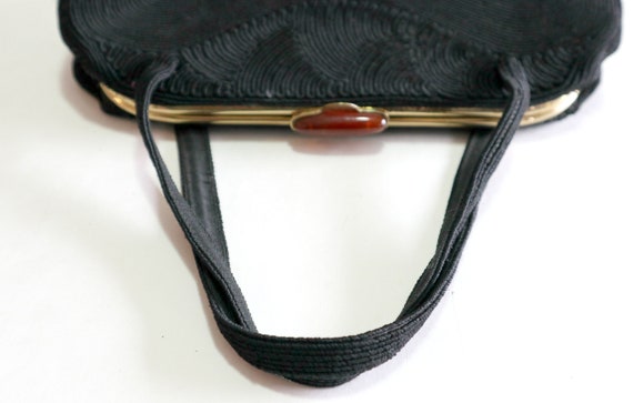 Vintage Black Cloth Purse & Leather Change Purse … - image 7