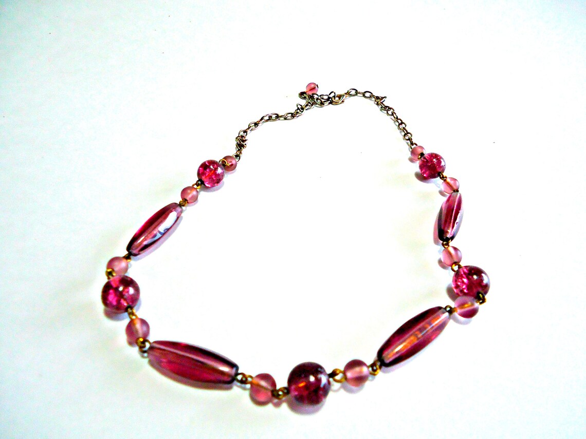 Vintage Purple Glass Bead Necklace 1960's Etsy Canada