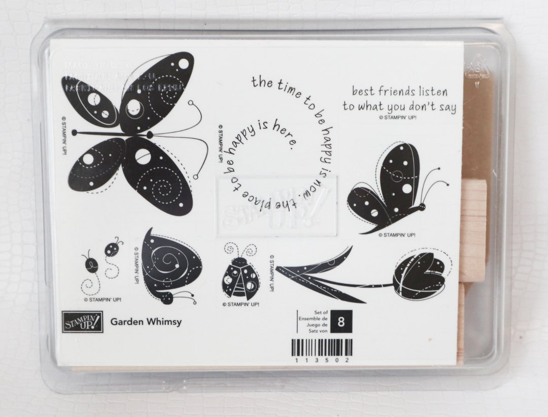 8 Vintage Rubber Stamp Garden Whimsey Stampin up Butterfly Snail ...