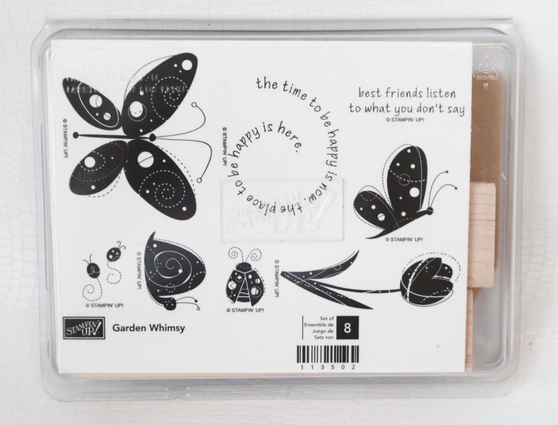 8 Vintage Rubber Stamp Garden Whimsey Stampin up Butterfly Snail ...