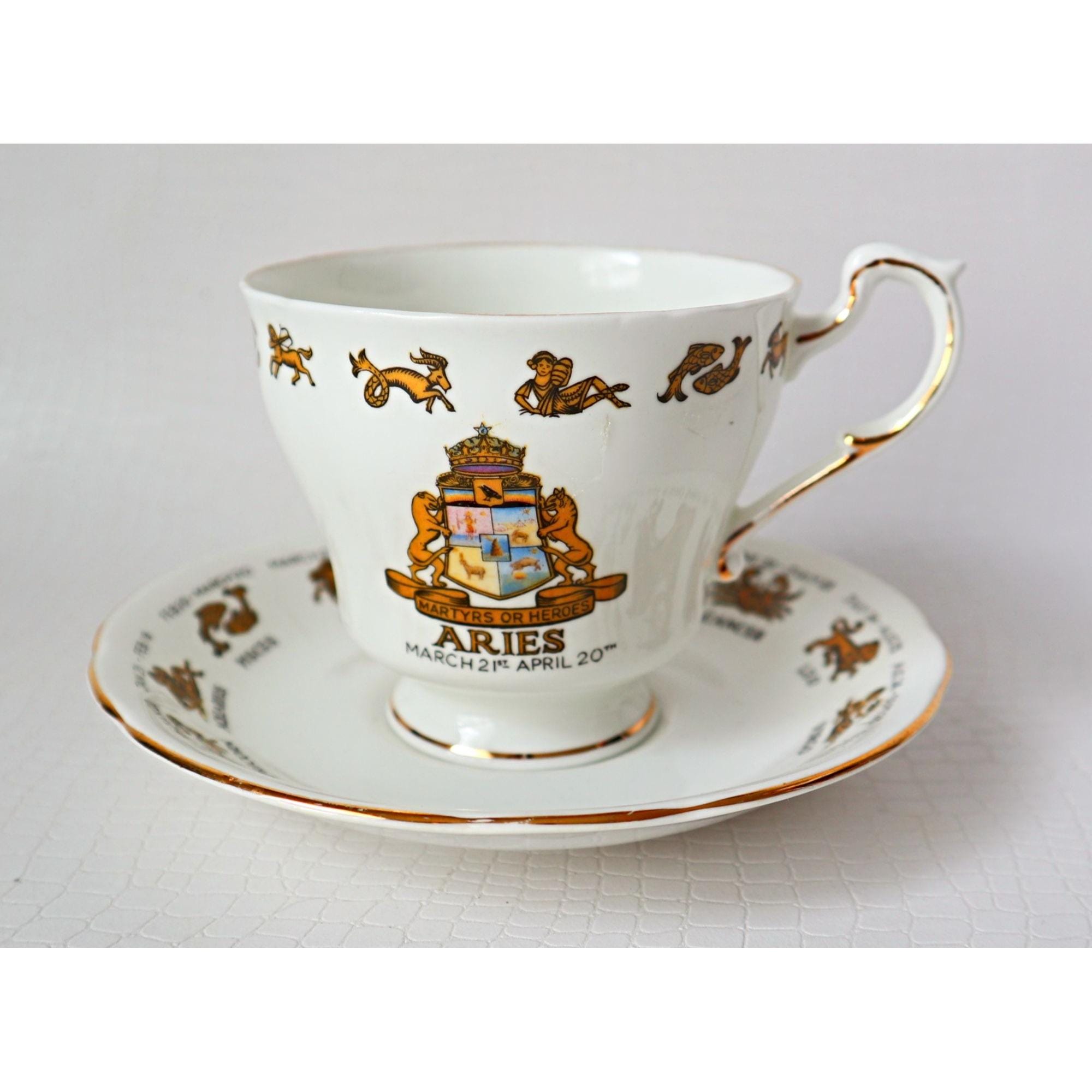Aries Sign of the Zodiac Tea Cup and Saucer Vintage Bone China