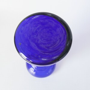 Vintage Cobalt Blue Contemporary Glass Vase Mid Century Modern MCM Modernist image 4