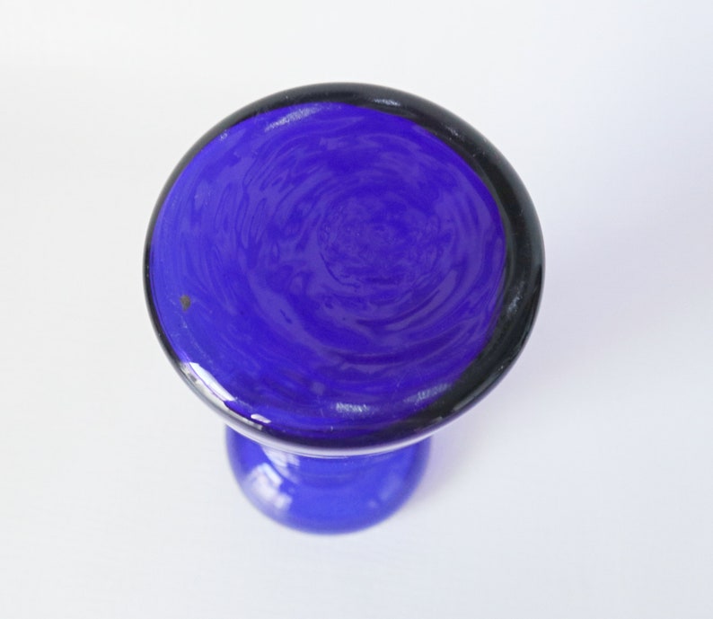 Vintage Cobalt Blue Contemporary Glass Vase Mid Century Modern MCM Modernist image 4