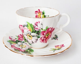 Vintage Tea Cup & Saucer Stanley Floral Bone China Teacup and Saucer England