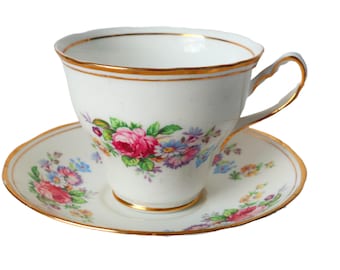 Tea Cup and Saucer Vintage Teacup Salisbury Bone China England Floral Design