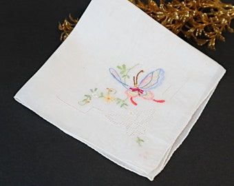 Handkerchief Hanky Hankie Vintage Hankys Hankies Antique Handkerchief Hankerchief  Butterfly Embroidered