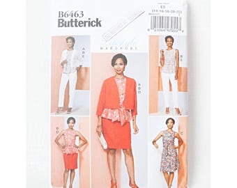 Butterick B6463 Sewing Pattern Easy Misses' Jacket Top Dress Skirt Pants Size 14 16 18 20 22