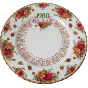 Vintage Royal Albert Old Country Roses Calendar Plate Bone China Plate 1980 Calendar Plate