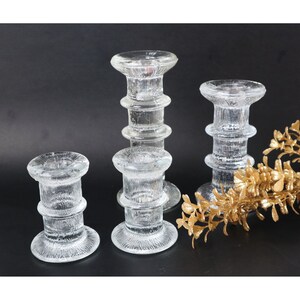 4 Vintage Luminarc Nordic Textured Glass Candle Holders Candlesticks Mid Century Modern