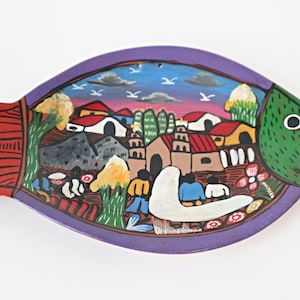 vintage poisson Talavera art folklorique éclisse suspension murale mexicaine poterie