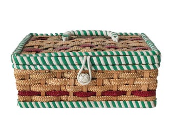 Vintage Wicker Small Sewing Basket
