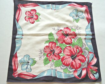 Handkerchief Navy Blue & White Floral Hanky Hankie Vintage Hankys Hankies Antique Handkerchief Hankerchief