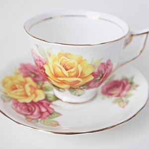 Vintage Crown Sussex Pink Rose Teacup and Saucer Bone China England
