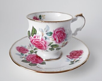 Vintage Elizabethan Teacup and Saucer Pink Rose