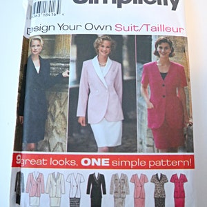 Simplicity 9878 Sewing Pattern Vintage Misses Lined Jacket & Skirt Design Your Own Suit  Uncut 14 16 18