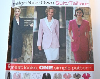 Simplicity 9878 Sewing Pattern Vintage Misses Lined Jacket & Skirt Design Your Own Suit  Uncut 14 16 18
