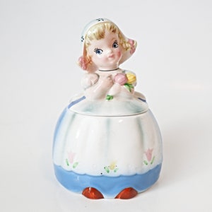 Vintage Lefton Dutch Girl Jam Pot Marmalade Jar ESD