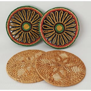 4 Vintage Rattan Hotplates Hot plate Wicker Trivet