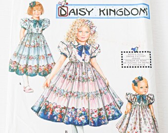 Vintage Simplicity 8082 Sewing Pattern Daisy Kingdom Childs Girls Dress and Doll Dress for 18" Doll UNCUT Size 5 6 7 8