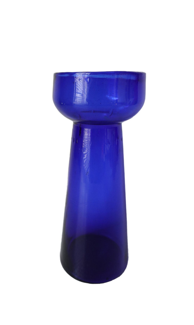 Vintage Cobalt Blue Contemporary Glass Vase Mid Century Modern MCM Modernist image 1
