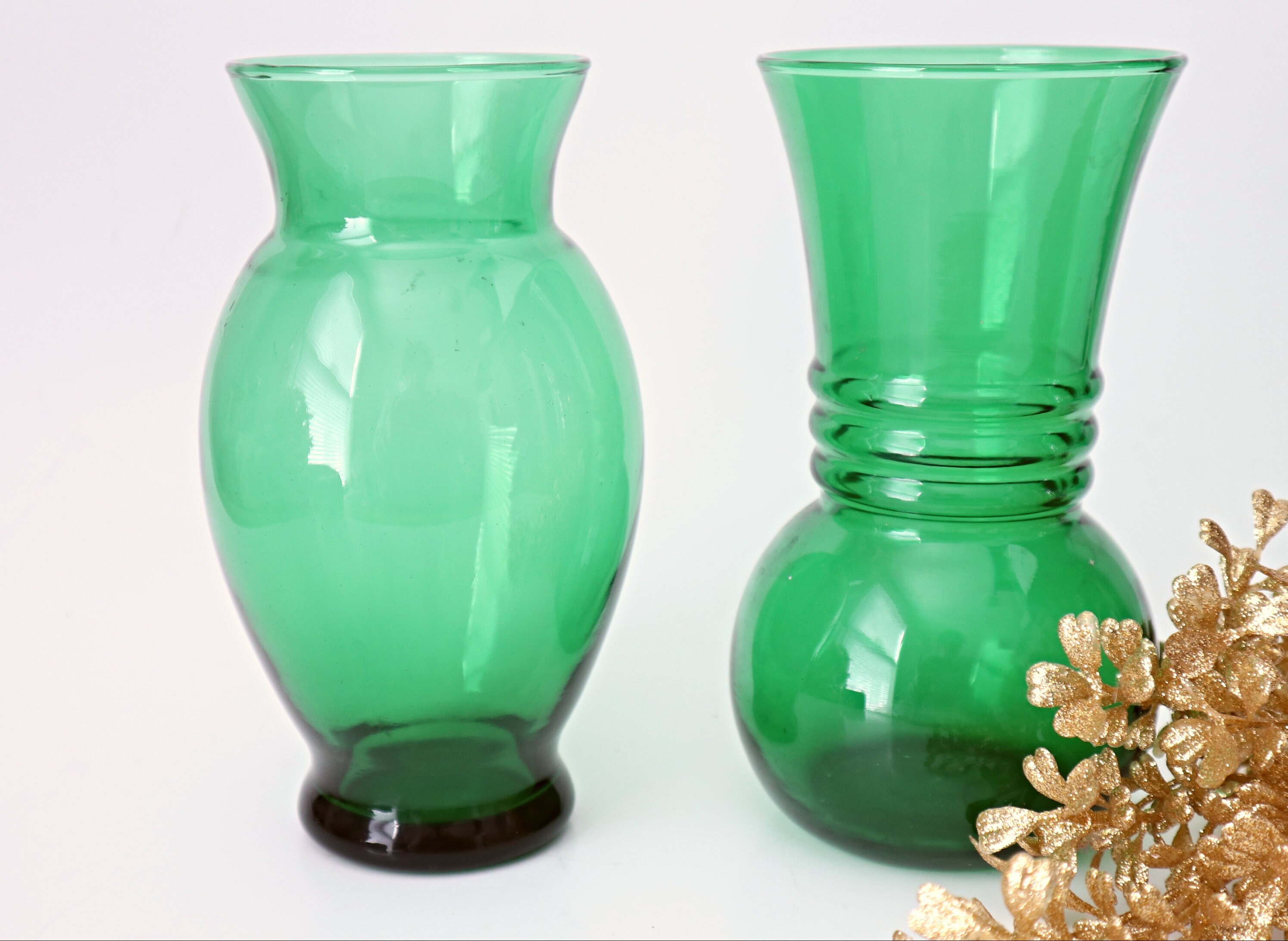 Vases Set of 3 Vintage Forest Green Ivy Ball Vases by Anchor Hocking
