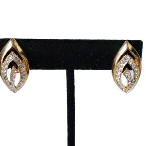 Vintage Pierced Earrings Gold Toned with Rhinestones