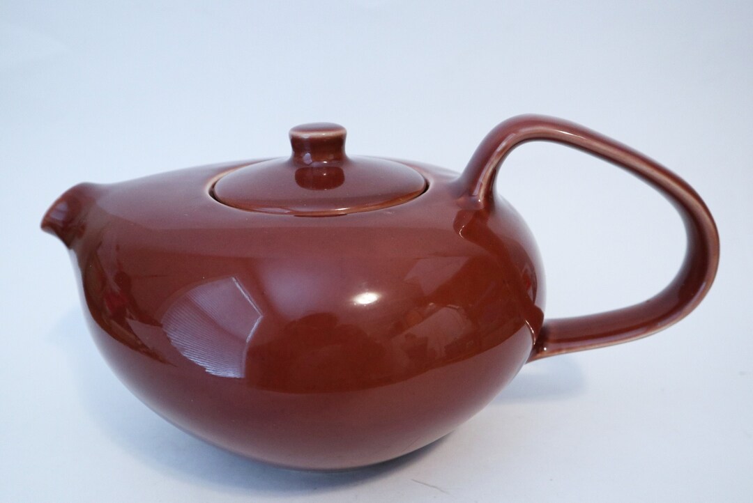 Vintage Russel Wright Oneida Teapot & Lid Brown MCM Design 6 Etsy