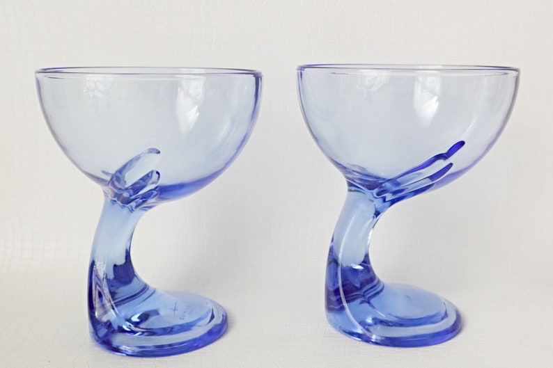 4 vintage Bormioli Rocco Jerba Dessert bowls Ice Coupe by Bormioli Rocco Blue Italy 1990s Barware image 3