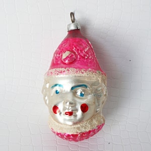 Vintage Mercury Glass Antique Figural Glass CLOWN Ornament Germany Christmas Ornament 1940&#39;s