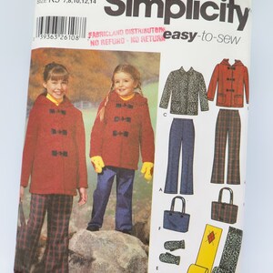 Simplicity 5863 Sewing Pattern Child&#39;s & Girls Pants Jacket Scarf Mittens Bag  Size 7 8 10 12 14 Uncut