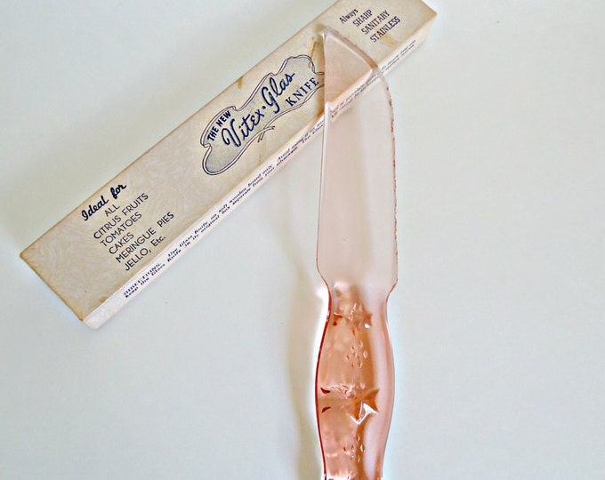 Pink Depression Glass Knife Cake Knife Fruit Knife Vitex Glas Etsy