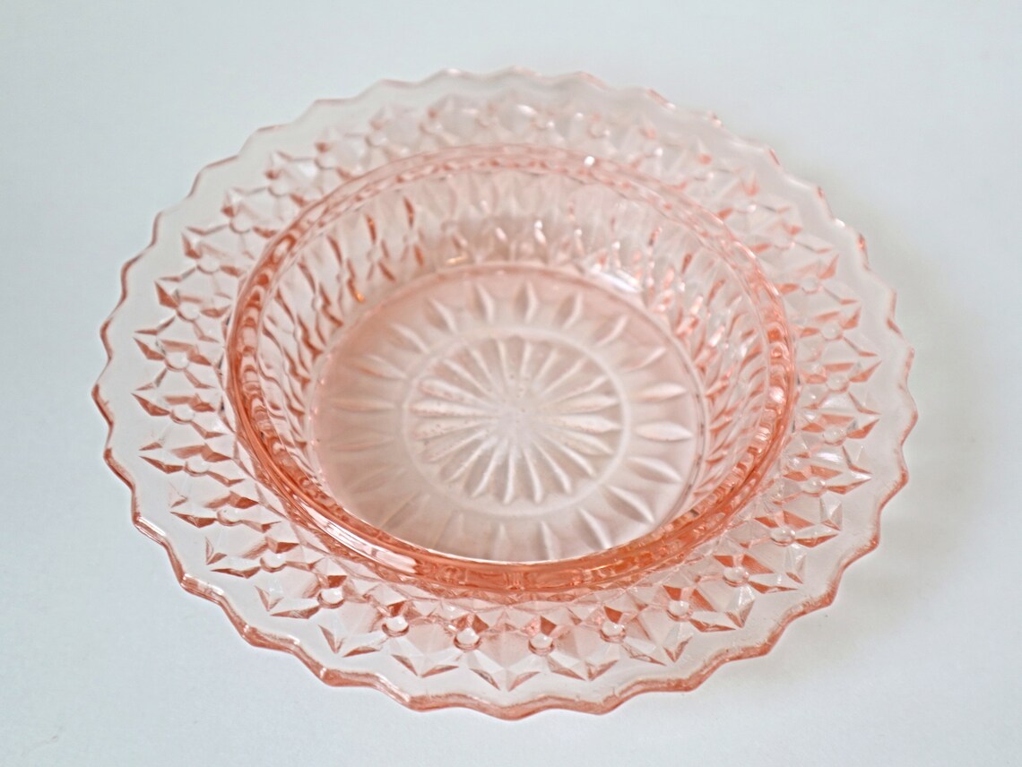 Pink Holiday Buttons & Bows Depression Glass Butter Dish Etsy