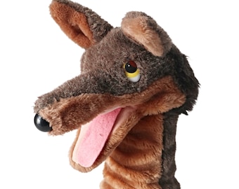 VTG 80s Dakin Brown Black Dog Wolf Coyote Hand Puppet Plush Golf Club Head Cover