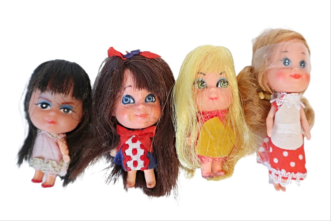 4 Vintage Tiny Dolls Skiddle Doll Dollhouse Etsy