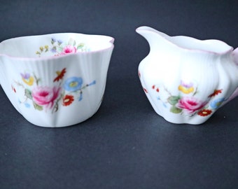 Lovely Vintage Shelley England #13428 Stocks Dainty Open Sugar Bowl & Creamer