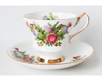 Vintage Tea Cup and Saucer Argyle Bone China Tea Party Mothers Day Gift Idea Teacup