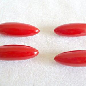 4 Vintage Red Bakelite Barrel Buttons Large Button