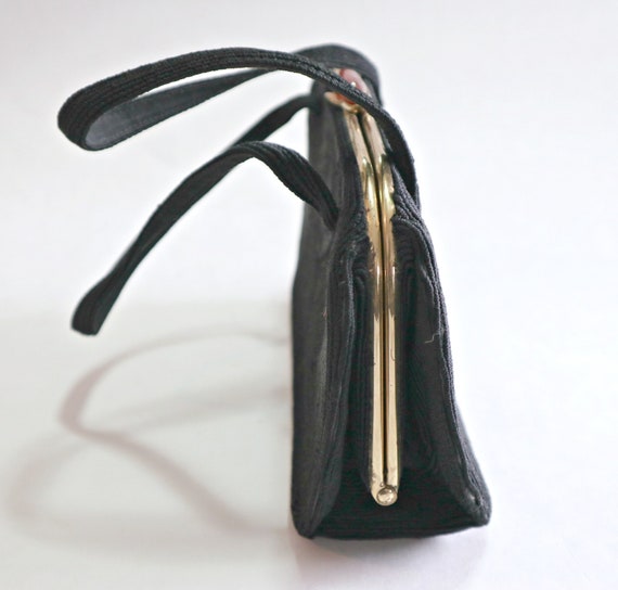 Vintage Black Cloth Purse & Leather Change Purse … - image 5